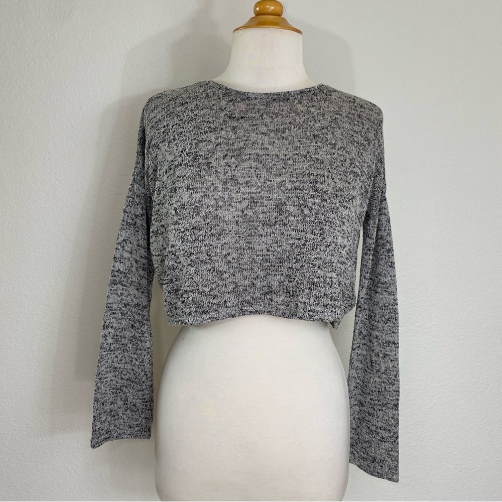 H&M Divided Women's Marbled Gray Crop Stretch Knit Top Size XS Casual Balletcore